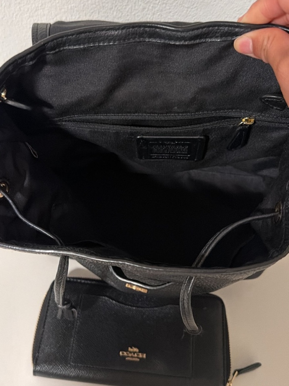 Coach Black Pebbled Leather Backpack with Matching Wallet - Picture 2 of 4